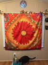 Red Daisy tapestry 