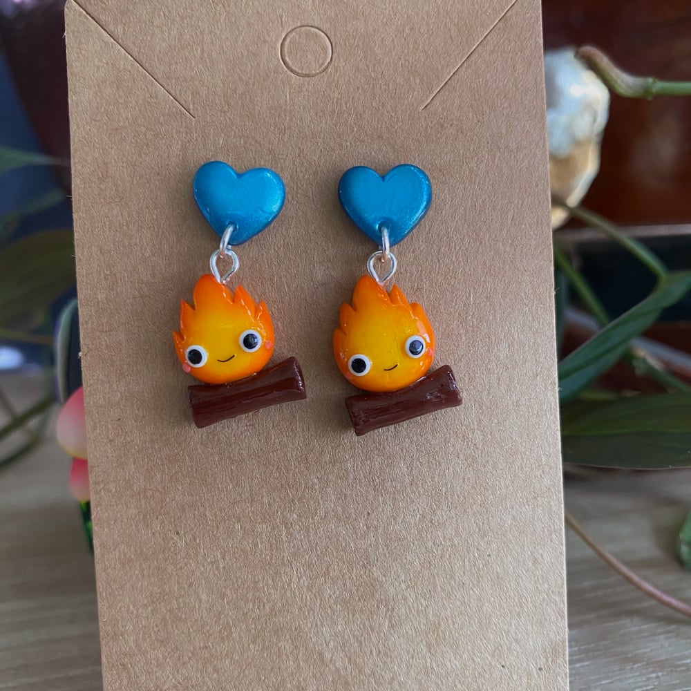 Image of Calcifer Heart Earrings