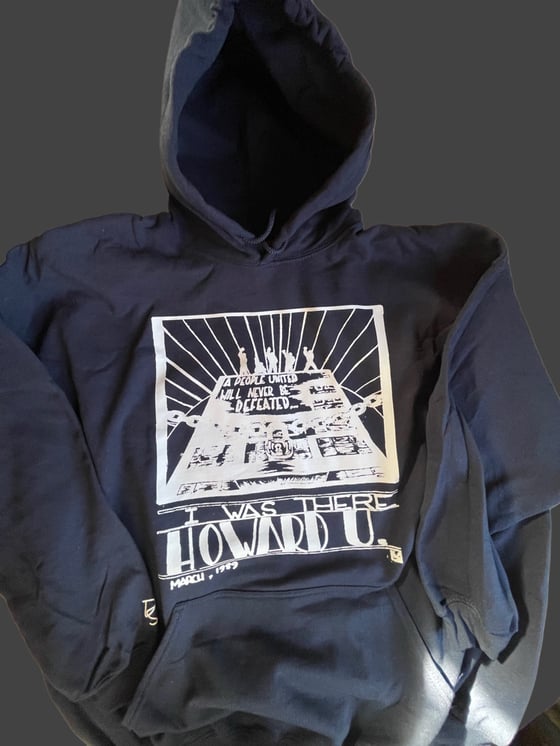 Image of Howard Protest 1989 Hoodie Navy Blue