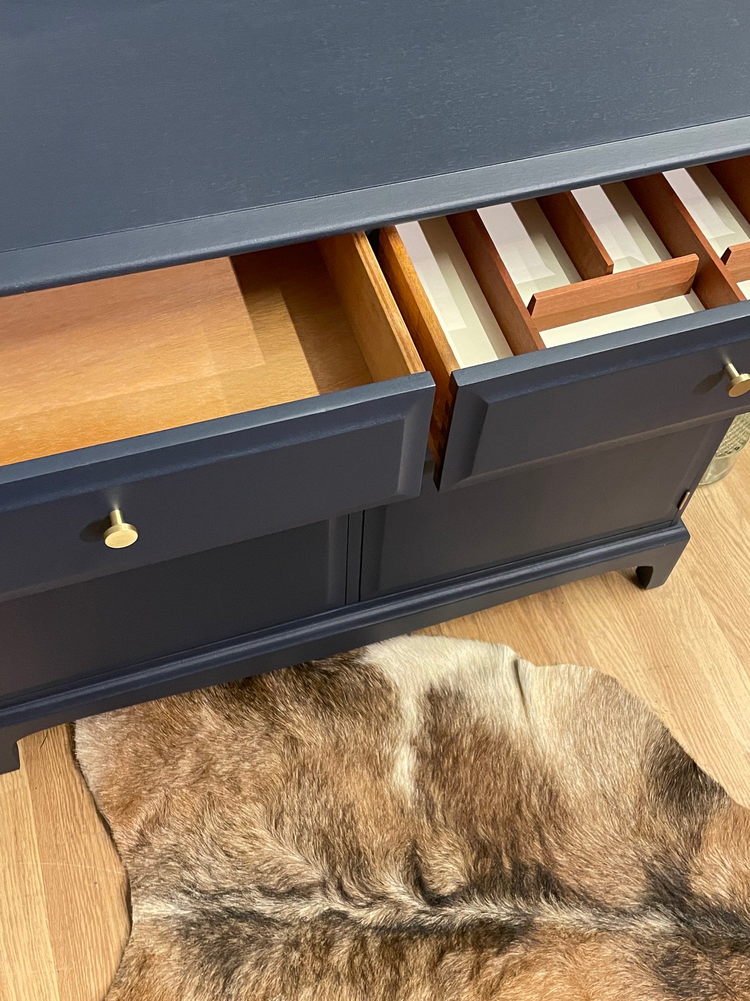 Image of Dark blue & gold stag small sideboard