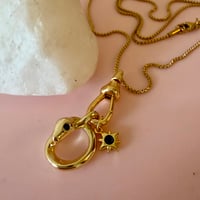 Image 3 of Fine Gold Chain with Swivel Clasp and Snake and Green Twinkle