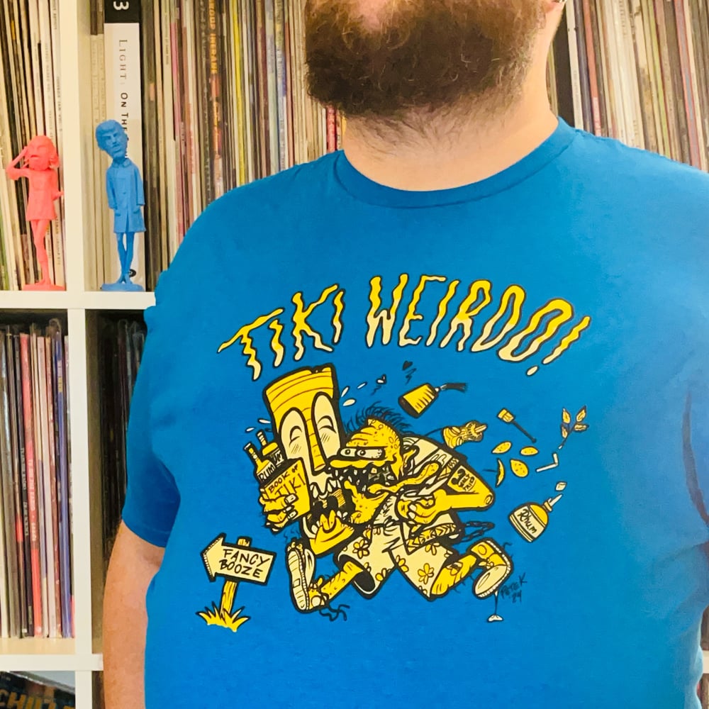 TIKI WEIRDO Electric Blue 100% Cotton T-Shirt