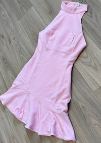 Image 1 of Pink frill hem mini dress