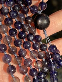 Image 1 of Iolite Mala, Iolite 108 Bead Japa Mala, Iolite Hand Knotted Gemstone Necklace