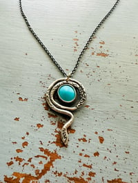 Image 13 of Kingman turquoise serpent talisman necklace