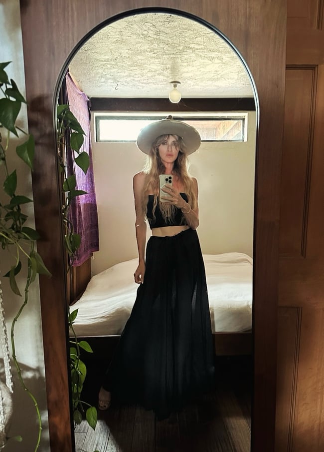 80s Donna Karan DKNY silk and linen maxi skirt