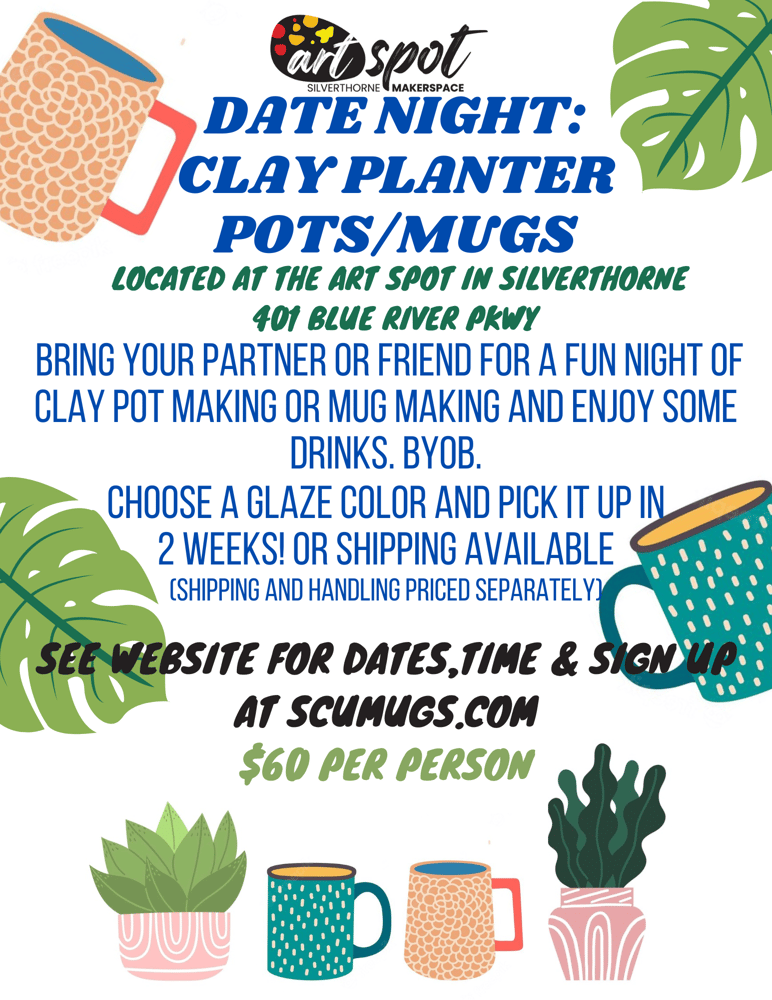 Image of Date Night Clay Planters/Mugs