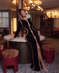Image 1 of Verna Long embellished velvet dress
