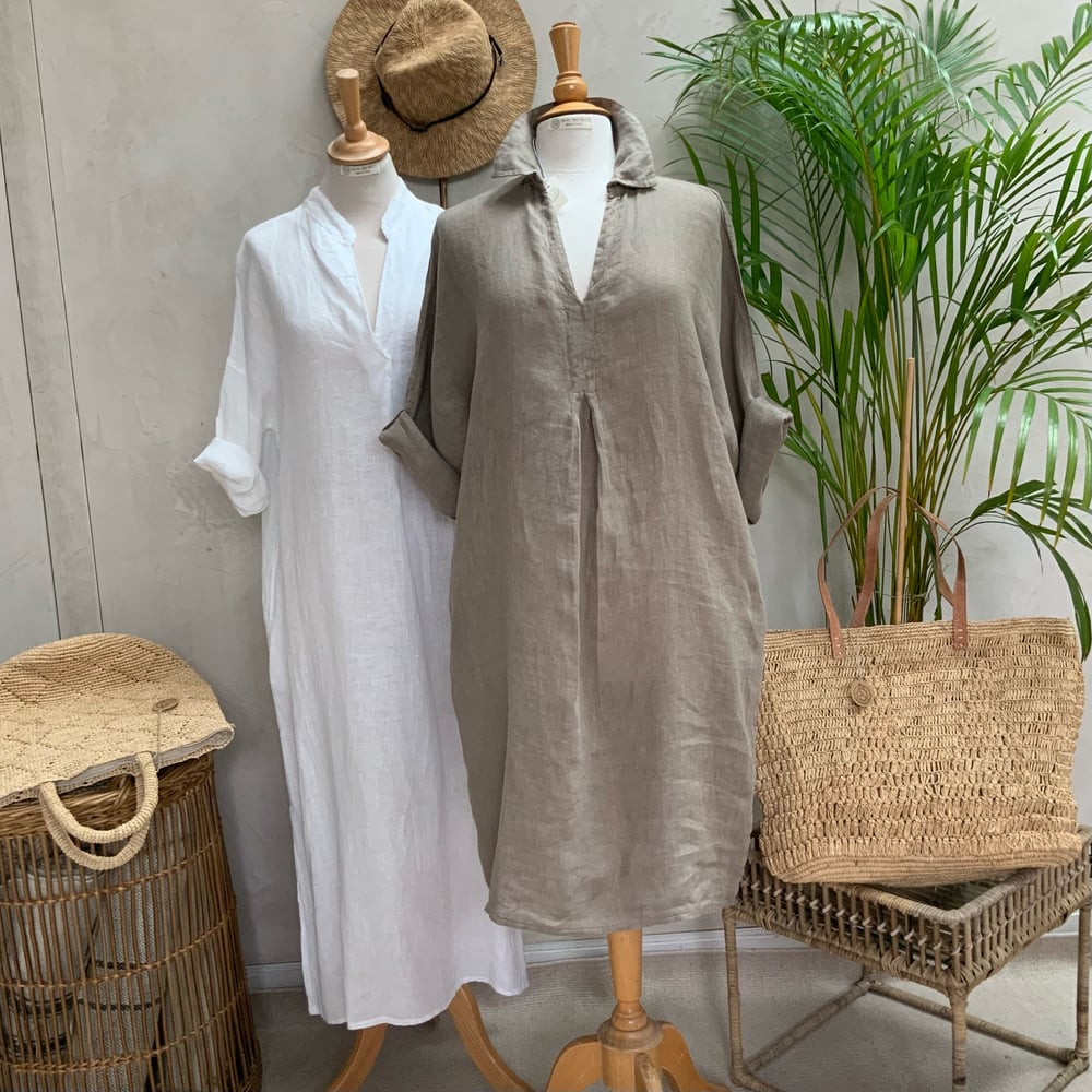 Image of Robe En Lin Chloé Taupe