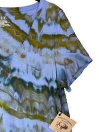 Image 3 of ♻️ UPCYCLED S V-Neck Tee in Earthy Overdyed Ice Dye