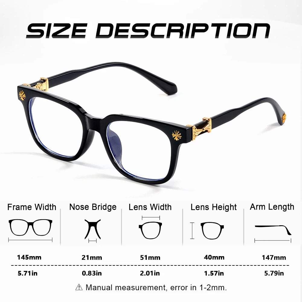 Image of Classic 1Pcs Square Anti Blue Light Glasses For Men And Women Black & Transparent Frame Unisex Compu