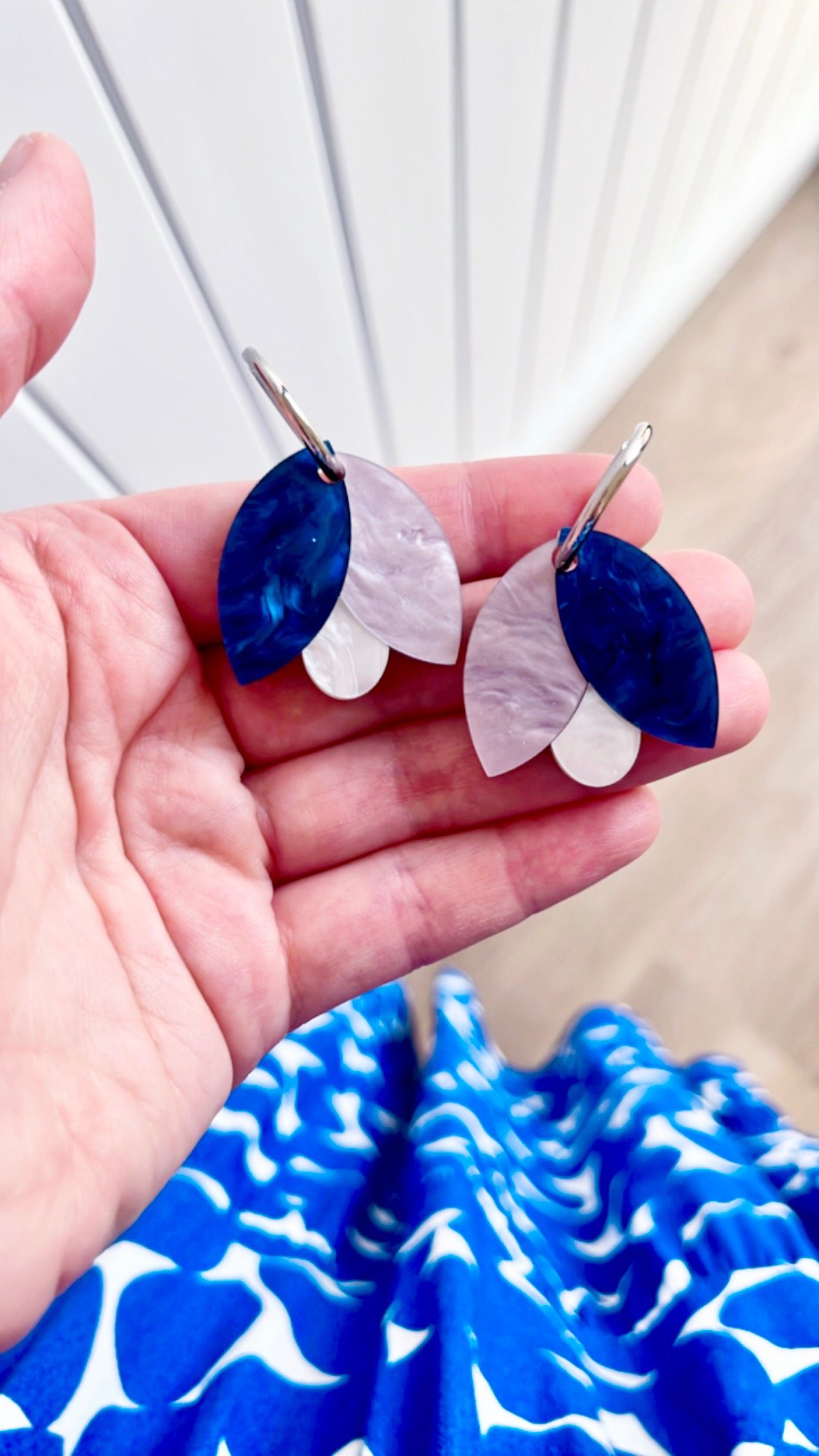 Image of Blue Tulip Studs and Hoop Dangles