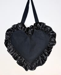 Image 1 of Midnight Satin/ Tulle Heart Ruffle Bag 🖤