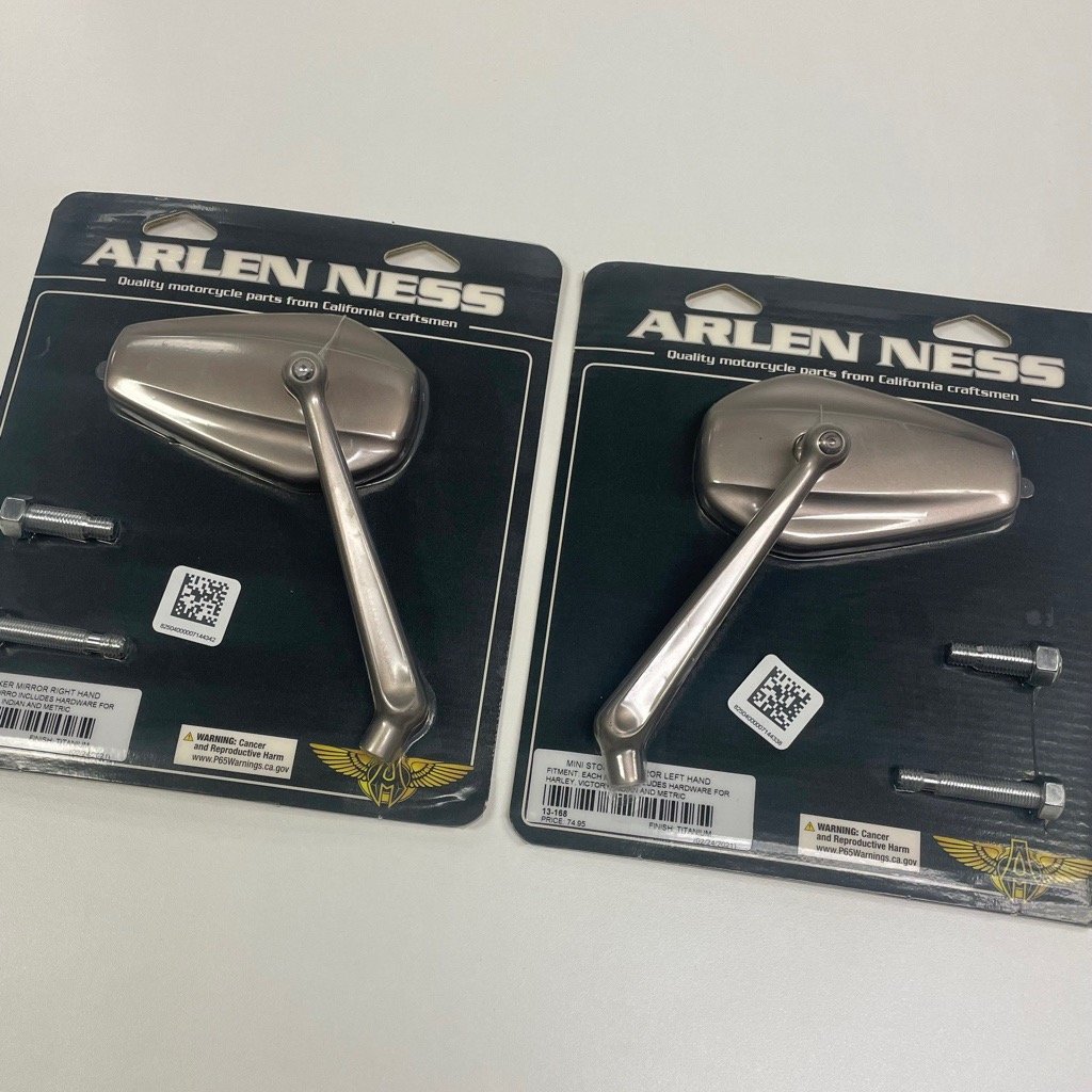 ARLEN NESS ミラーセット シルバー Arlen Ness Mini Stocker Mirrors / Chop Shop Industries Motorcycle