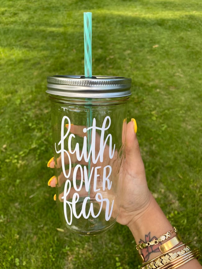 Faith over Fear 24oz Mason Jar