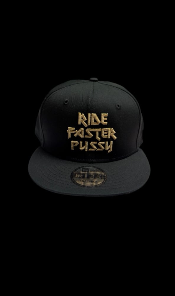 Black new era nine fifty SnapBack w/ gold embroidered puff 