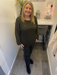 Image 3 of GLITTER PLEATED LONG SLEEVE BLOUSE