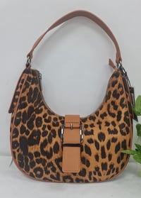 Image 1 of Leopard Print Buckle Detail Shoulder Bag