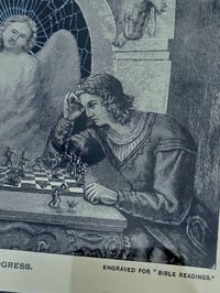 Image 5 of STATEMENT  - Antique engraving “The Game in progress” with real preserved web