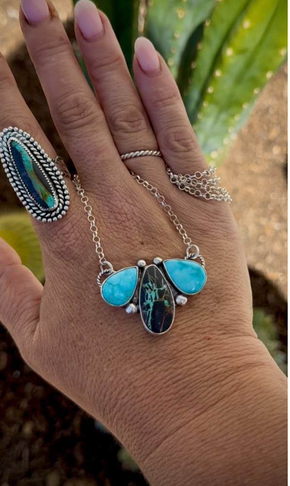 Image of Blackjack & Kingman Water Web Turquoise Necklace