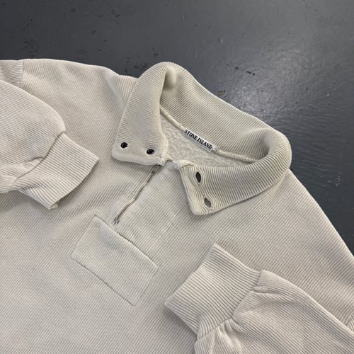 Image of 1984 Stone Island heavyweight ribbed 1/4 zip up sweatshirt, size large