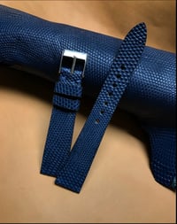 Image 2 of Blue Matte Lizard Watch Strap - Vintage Cut -
