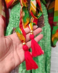 Image 2 of Stevie sari top with tassle multi colour red