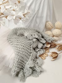 Image 1 of Light grey photoshoot knitted blanket | photo props