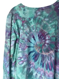 Image 7 of 1XL Ladies Long-Sleeve Stretch Tee in Mermaid Spiral Ice Dye