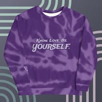 Image 1 of Purple Tie-Dye “Know. Love. Be. YOURSELF.” Sweatshirt