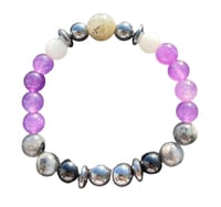 Image 4 of Amethyst, Rose Quartz, Black Onyx, Hematite & Gray Picasso Jasper Bracelet
