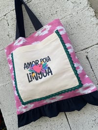 Image 4 of Bolsiña feita a man. AMOR POLA LINGUA rosa. Deseño exclusivo!