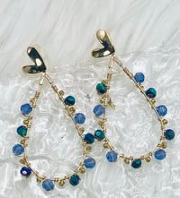 Image 1 of PERIWINKLE CRYSTAL BEADED DANGLES