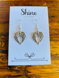 Image 3 of Set of 5 pairs of Angel wing shaped charm earrings 