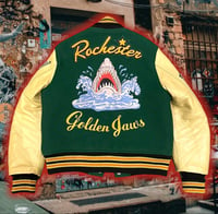 Image 5 of Whitesville Rochester Golden Jaws 🦈 Green Letterman Varsity Jacket 🧥 