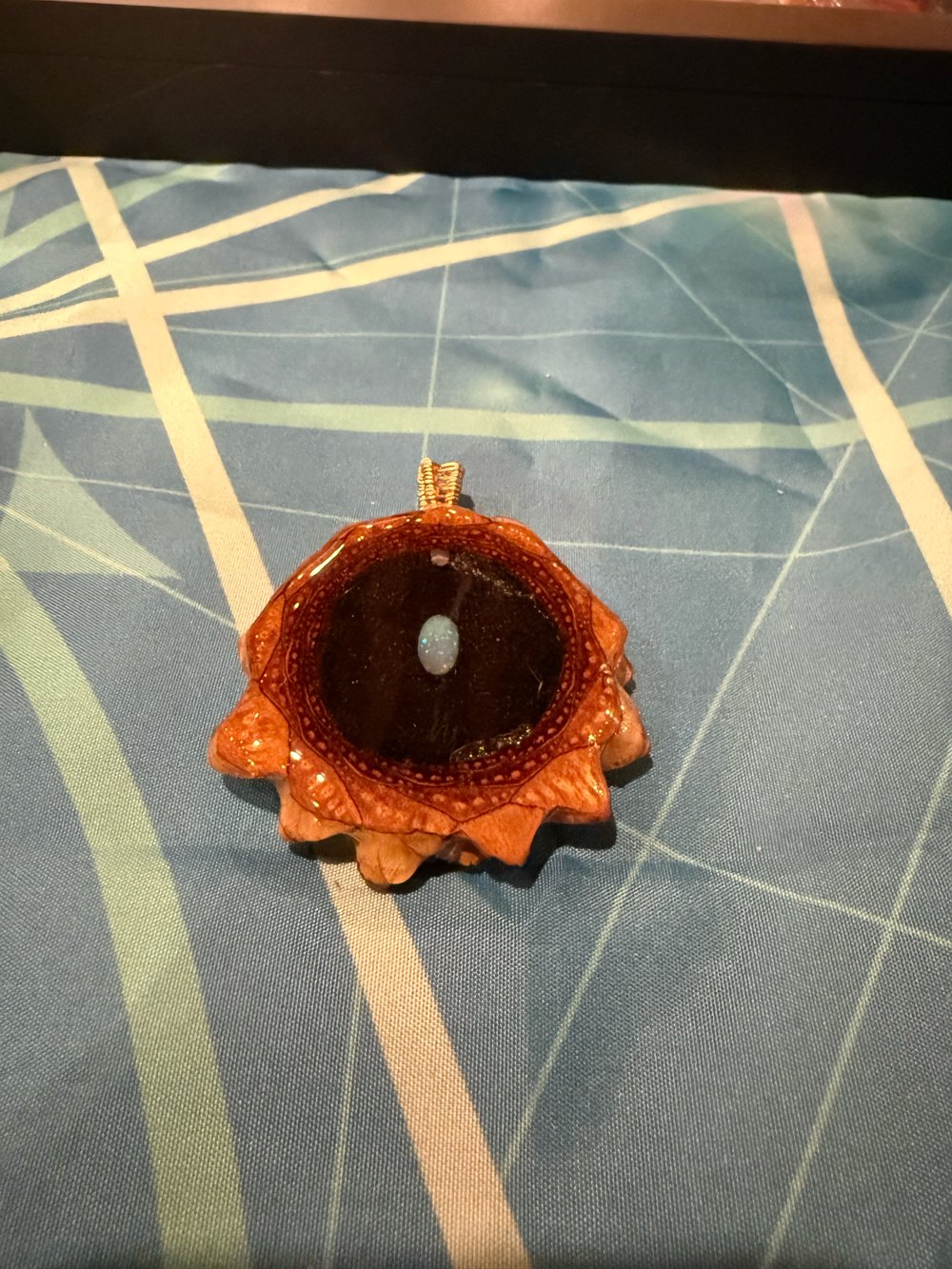 Image of Fire Opal and Shungite Pinecone Pendant #9