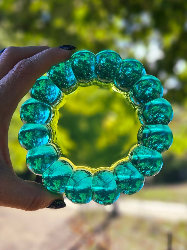 Image of Teal and Yellow Bubble Coaster