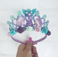 Image 1 of Mermaid tiara crown in lilac and aqua 
