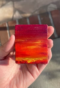 Image 3 of “Orange sunset” oil on wood 2 x 3 inches 