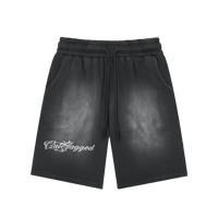 Image 1 of CutJagged Rectangle Patch Washed Shorts