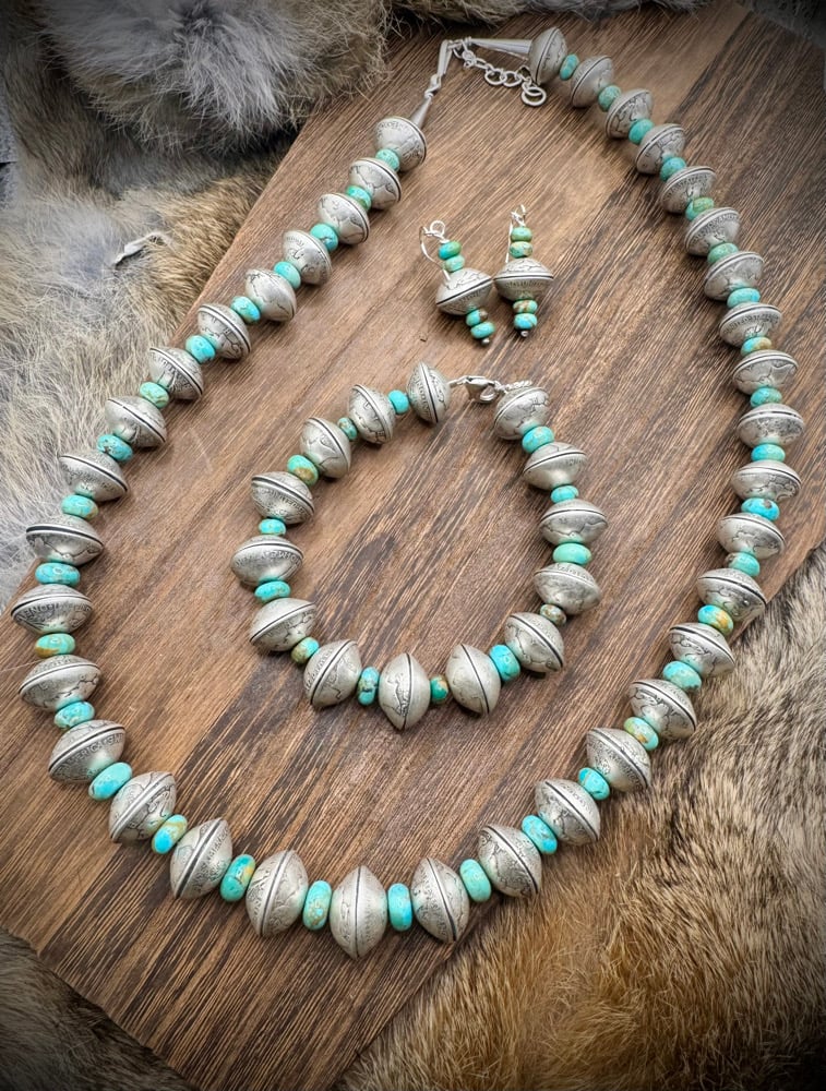 Image of Mercury Dime & Kingman Turquoise Necklace only