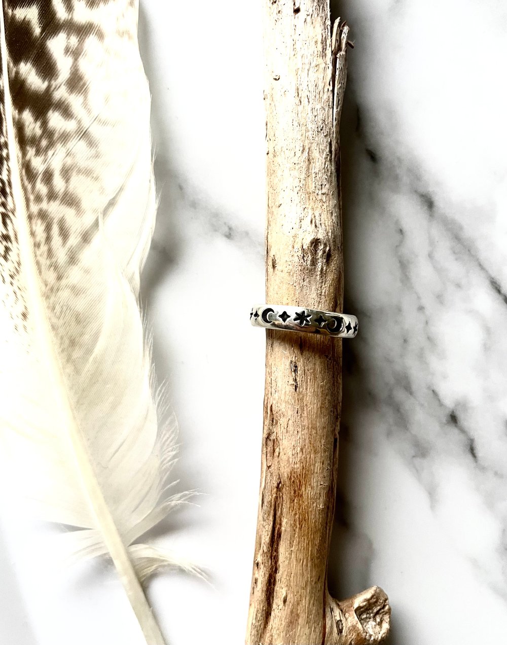 Sterling Silver Adjustable Star And Moon Ring