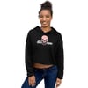 Black Crop Hoodie with Rosette Front Logo