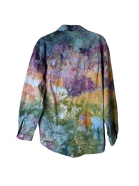 Image 3 of ♻️ UPCYCLED S Ladies 100% Cotton Boyfriend Shirt in Appalachian Sunset Ice Dye