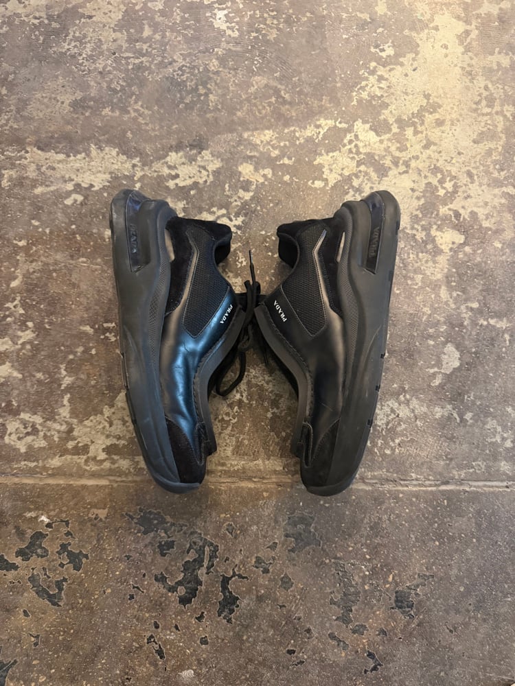 Image of Prada Systeme Brushed Leather Sneaker