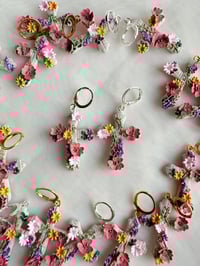 Image 3 of Floral Cross Earrings 
