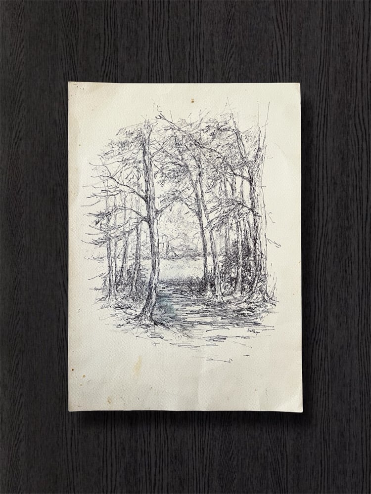 Image of VINTAGE DUTCH DRAWING: LANDSCAPE #3