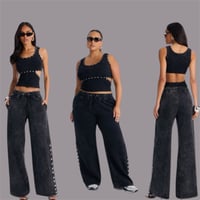 Edgy Studded Fleece Pant Set