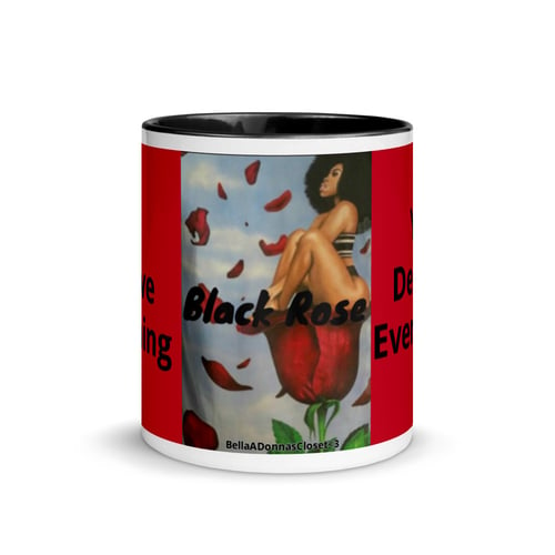 Image of Black Rose Mug with Color Inside 