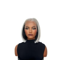 Image 1 of Storm Silver Shadow Bob Lace Front Wig - Sleek Silver Hair Style for Stylish Look